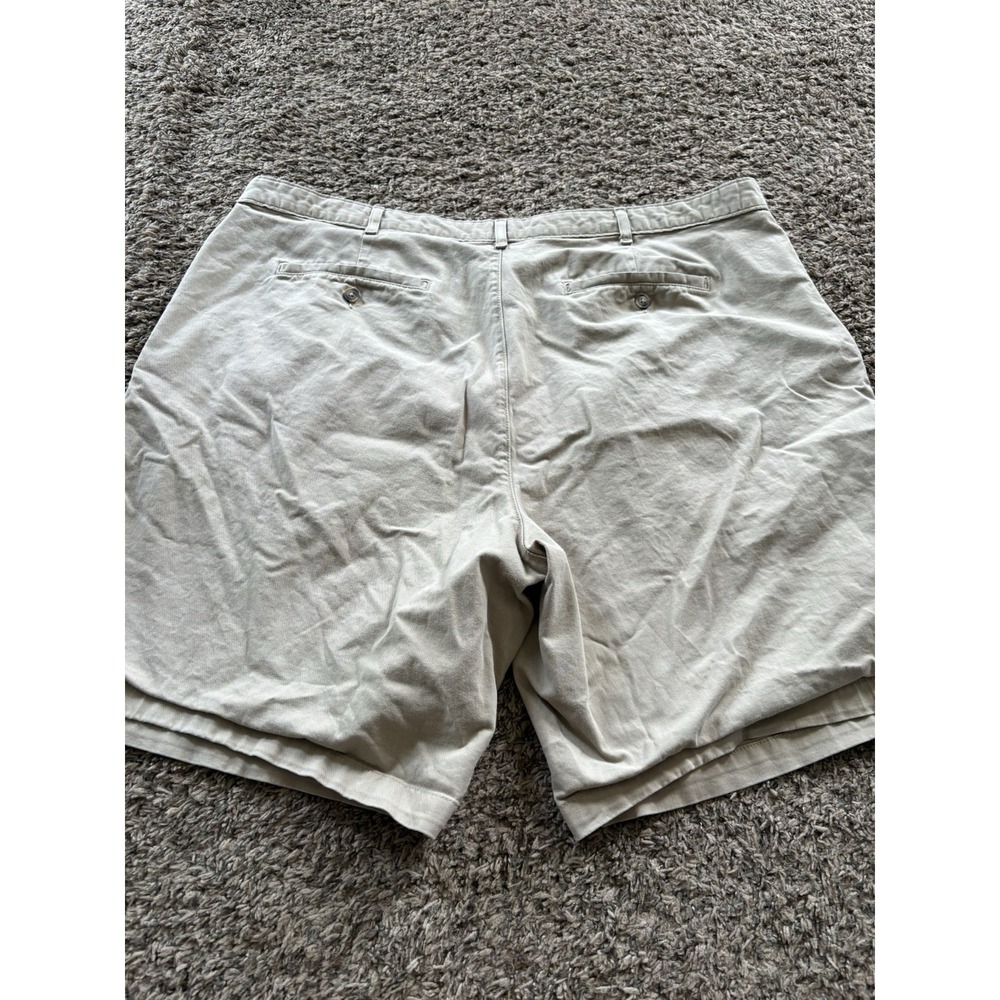 Saddlebred Men's Big & Tall Beige Solid Chino Shorts Pleated Twill Pockets - Picture 4 of 4